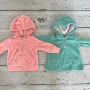 Carters Baby Girls 6 Months Hoodie Sweatshirt Set Coral Turquoise